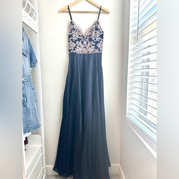 Goddiva Navy Prom Dress - Picture 1 of 5